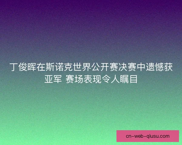 丁俊晖在斯诺克世界公开赛决赛中遗憾获亚军 赛场表现令人瞩目