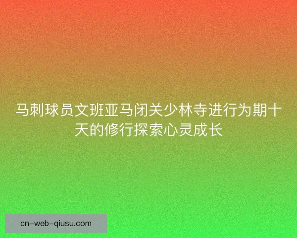 马刺球员文班亚马闭关少林寺进行为期十天的修行探索心灵成长